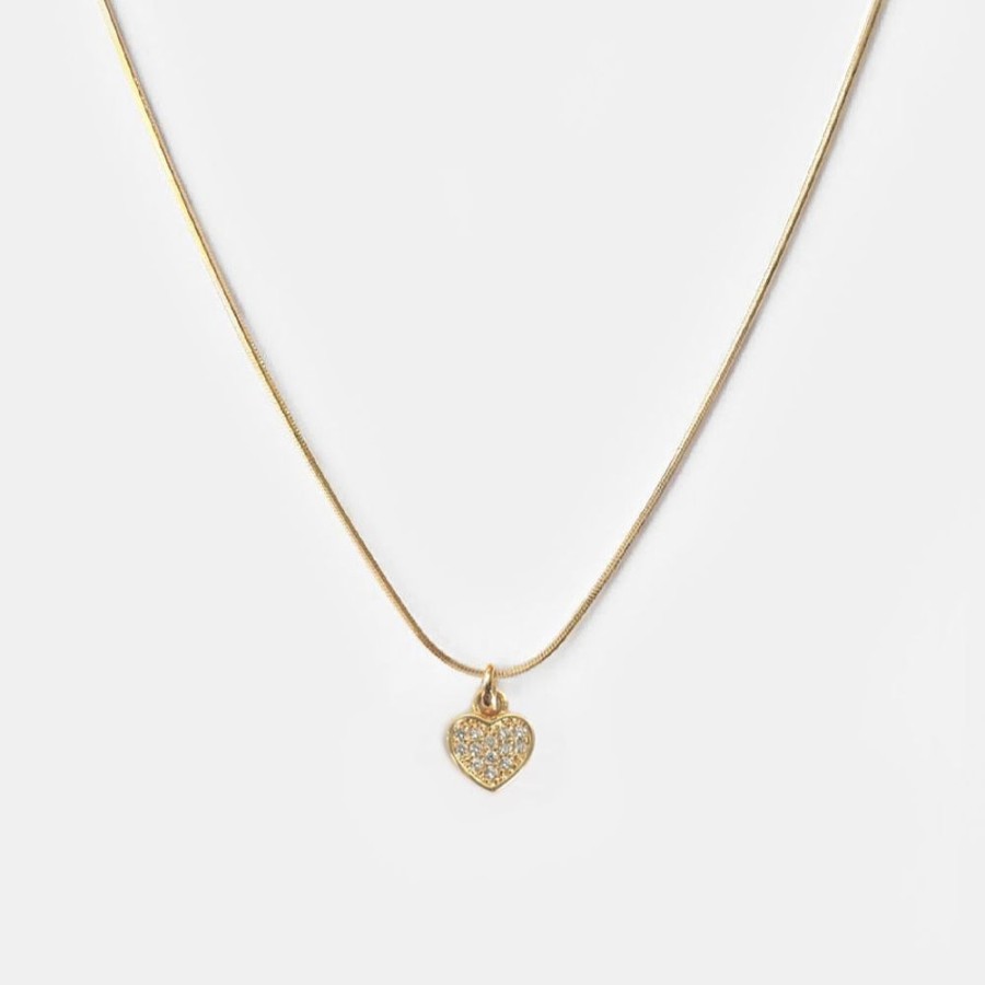 Joyas Psk Joyas Bano Oro 18 Kt | Collar Corazon Circon Oro