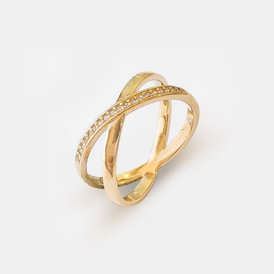 Joyas Psk Joyas Bano Oro 18Kt | Anillo Cruzado Oro