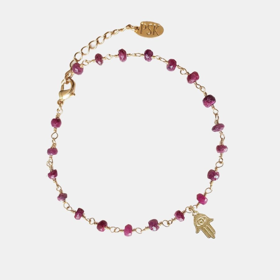 Joyas Psk Joyas Pulseras | Pulsera Belen Jamza Granate