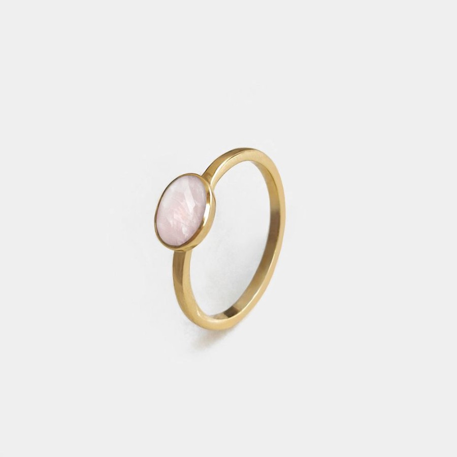 Joyas Psk Joyas Bano Oro 18Kt | Anillo Simone Cuarzo Rosa